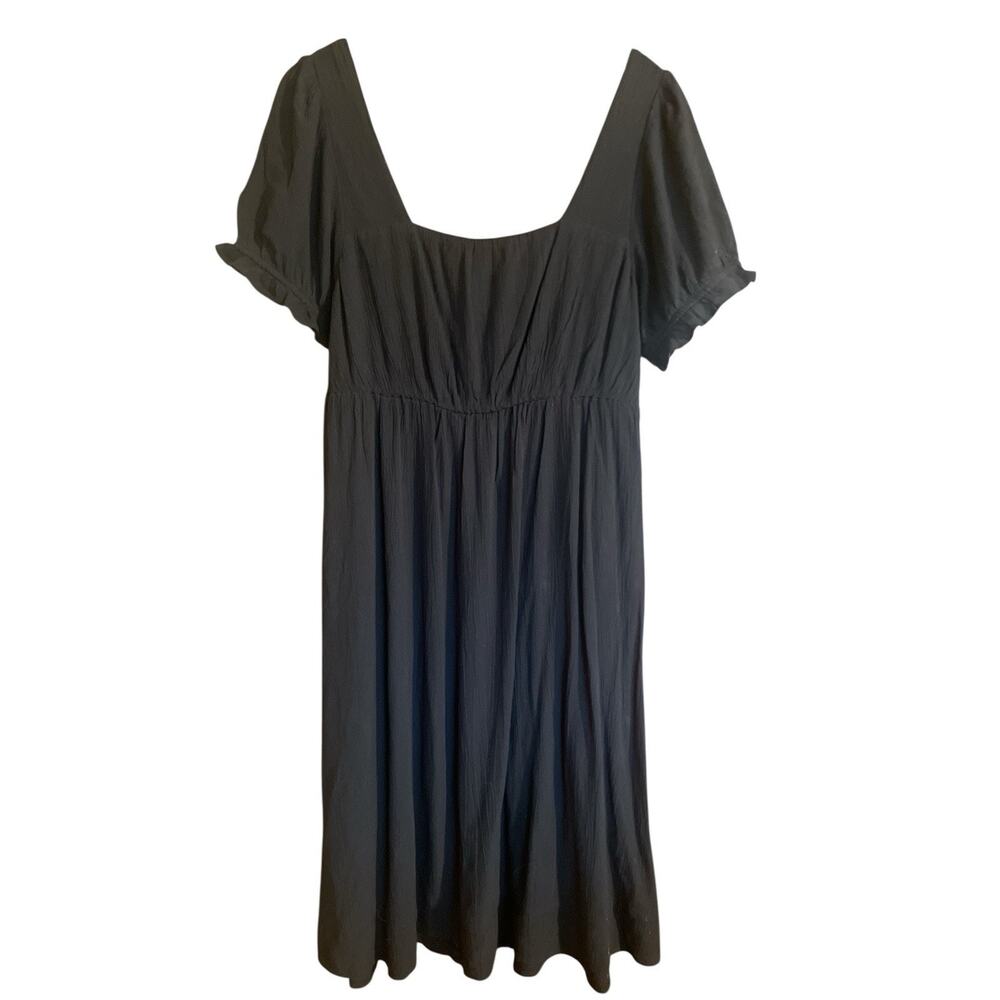 SO Women’s Black Short Sleeve Square Neck Babydoll Mid Length Dress Size Medium